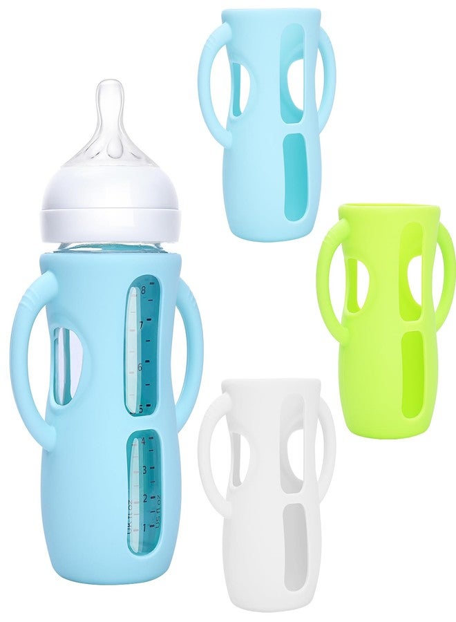 VANPET Baby Bottle Handles for Avent Natural, Easy-Grip Transitional Sippy Cup Handles, Compatible with Philips Avent Natural Baby Bottle 9 oz, BPA Free (White+Blue+Green（Sleeves）) - Image 1